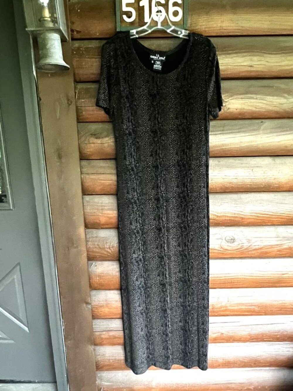 Vintage Carole Little Dresses Brown & Black Textured Snakeskin-Style Maxi, Sz 6